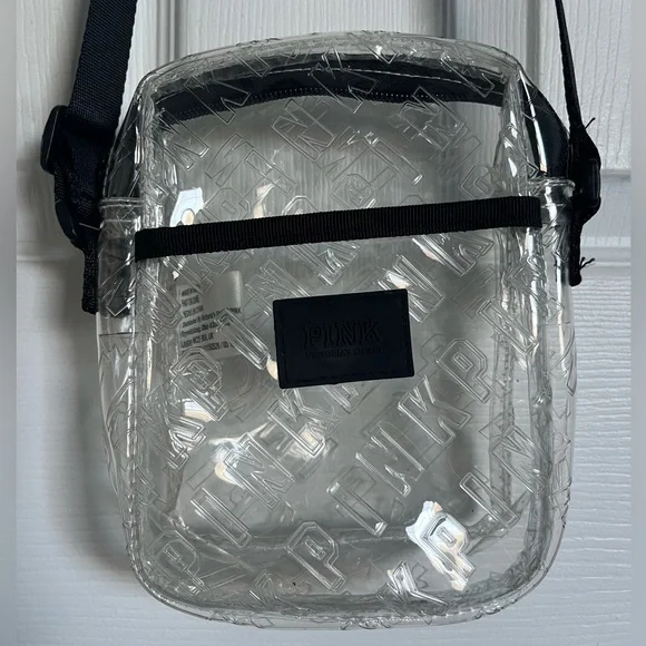 Pink Victoria Secret Clear Crossbody Bag with Black Strap - Picture 2 of 3